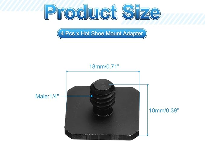 PATIKIL Hot Shoe Adapter 1/4" Male, 4 Pcs Hot Shoe Mount Adapter Camera Mount Screw Camera Video Light Converter for Microphone Holder Accessories 0.39x0.71x0.71 Inch