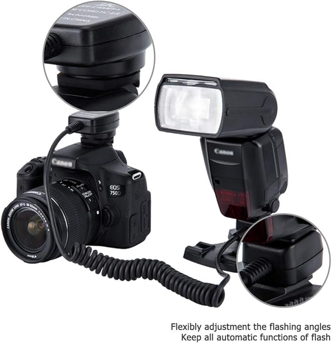 Flash TTL Cord JJC Off-Camera Flash Hot Shoe Cord for Canon R5 R6 RP R T8i T7 T7i T6 T6i T6s T5 T5i SL3 SL2 90D 80D 77D 6D Mark II 5D Mark IV M50 M6,etc Replaces Canon OC-E3 Cord -1.3m