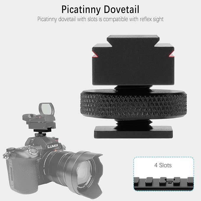 2in1 Finder Mounting Adapter 11mm 20-21mm Picatinny Dovetail Rail w 1/4" Hole for Finderscope Guide Scope Red Dot Reflex Sight Mount DSLR Camera Hotshoe Coldshoe Hot Cold Shoe (Updated Version)