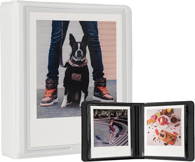 iFreak Polaroid Photo Album Book Fits For Fujifilm Instax Wide Square Picture Album, Holds Square Instant Square SQ1 SQ6 SQ10 SQ20 Camera Film Polaroid 600 i Type 3.5x4.25 inch Film (White)