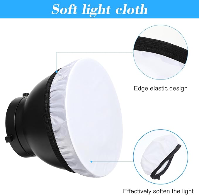 4PCS 7"/18cm Light Diffuser, White Soft Lamp Shade Diffuser Cover Standard Cloth Diffusers Light Sock Great for Studio Strobe Reflectors, Video Shooting