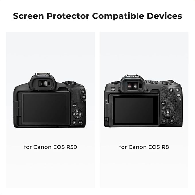 K&F CONCEPT 3 Pack Camera Screen Protector Kit Compatible with Canon R50 R8, 0.3mm 9H Hardness Tempered Glass Cover Anti-Scratch Bubble-Free & Hot Shoe Cover