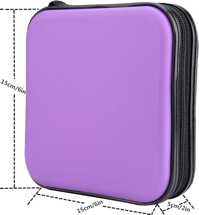 CD DVD Wallet, 32 Capacity Heavy Duty, DVD CD Case Holder for Car,Portable DVD/VCD Storage Disk, Hard Shell Sturdy case, Car CD Disk Holder, Booklet, Blu-ray Wallet (32 Capacity,Purple)