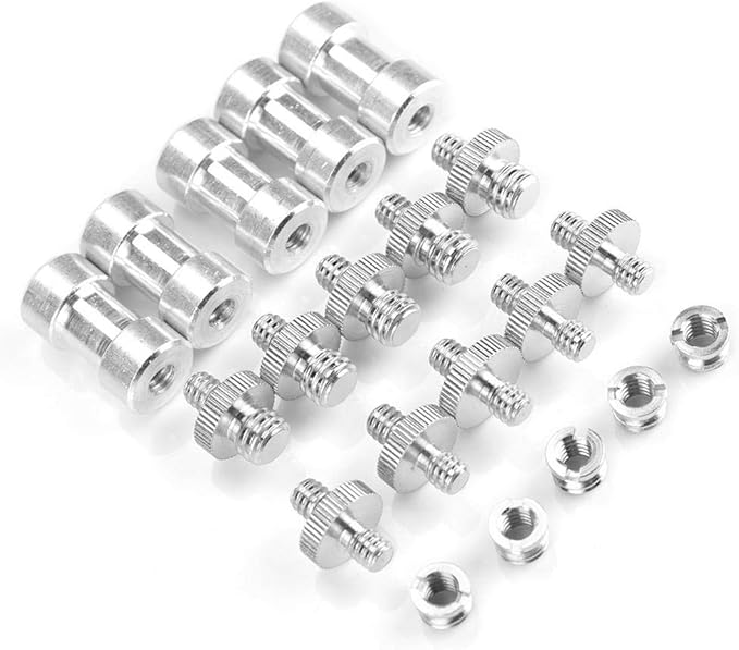 20Pcs Camera Mount Screw Kit, Portable 1/4 Inch to 3/8 Inch,1/4 to 1/4 Threaded Ring Screw Converter Threaded Adapter Accessory for DSLR,Flash,Light Stand,Tripod/Monopod/Ballhead