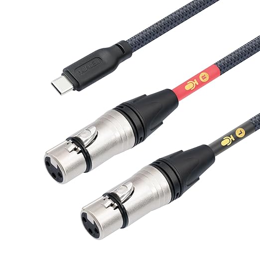 HUALUE 6.6FT Duplex XLR-Type USB-C Stereo Recording Cable, iPhone Mic Cable with USB-C to XLR Female for iPhone 15 & iPad