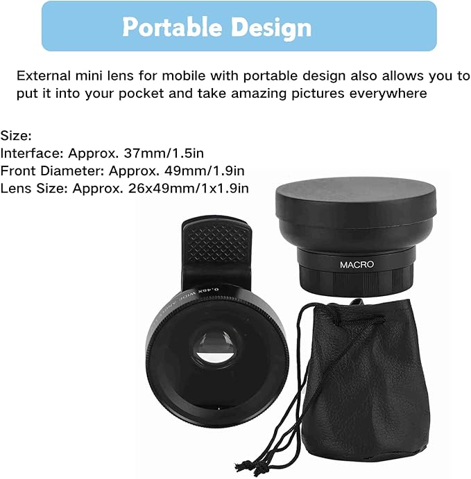 Yosoo Phone Camera Macro Lens, 2 in 1 Lens Set, 0.45X Wide Angle & 12.5X Macro, Clip-on for Most Smartphones