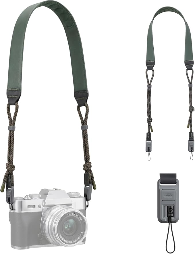 ULANZI CSS2 U-Snap Camera Strap, Quick Release Neck Shoulder Strap with 60kg Load Capacity, Adjustable Padded Anti-Slip Strap for DSLR Mirrorless Camera Binocular Camcorder (Frost Green)