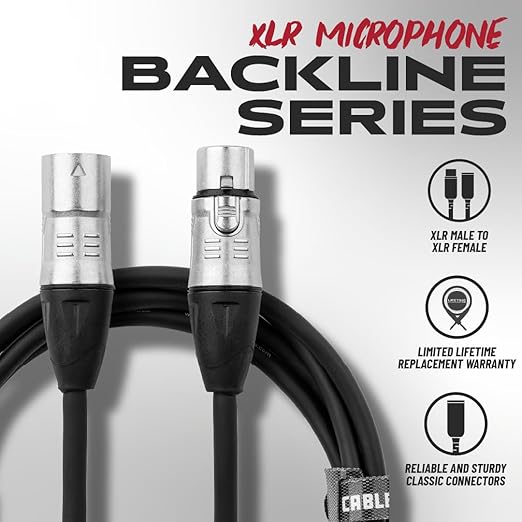 By Gator Cases Backline Series Standard 50 Foot XLR Microphone Cable, (GCWB-XLR-50)