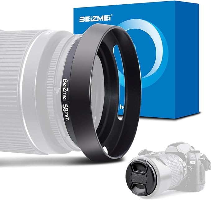 58mm Lens Hood,58mm Metal Camera Lens Hood Compatiable All Brands Ø Lenses with 58mm Filter Thread