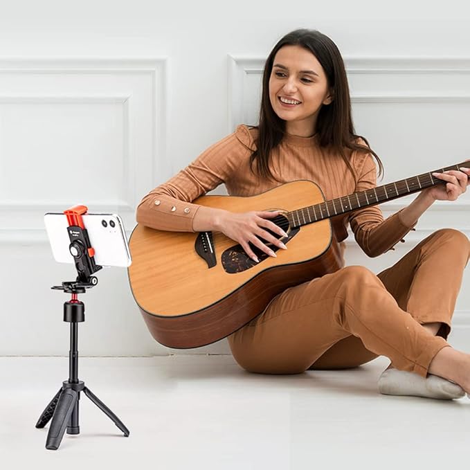 Fotopro Phone Tripod Mount 1/4 inch Screw Universal Desktop Car Mobile Phone Clip for Monopod Selfie Stick Desktop Tripod Video Vlogging Photograph