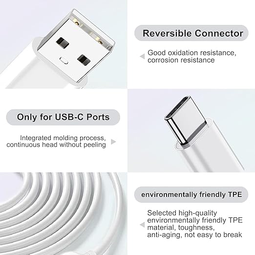 2 Pack 10FT USB C Camera Charger for Arlo Essential Battery Camera 2nd/3rd Gen, Essential Battery Camera XL 2nd/3rd Gen, Essential Pan Tilt, Pro 6/XL 6, Ultra 3 Cam Charger Charging Cord Power Cable