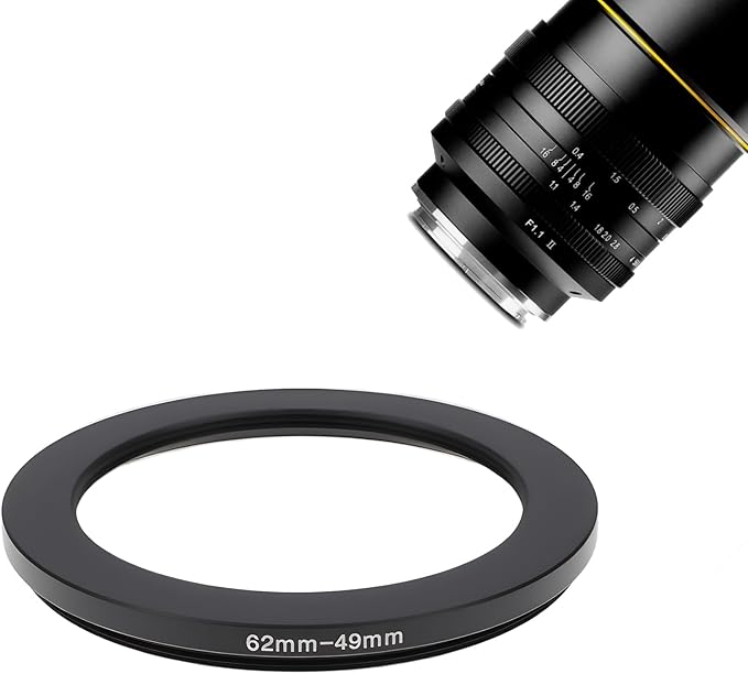 2pcs 62mm-49mm Step-Down Adapter Ring for 62mm Camera Lens Filter Conversion Mount
