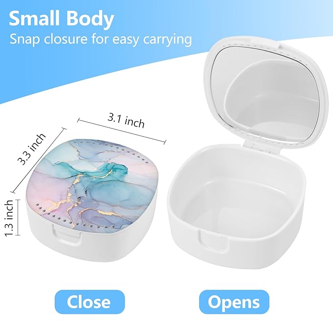 Retainer Case with Mirror and Ventilation, Blue Marble