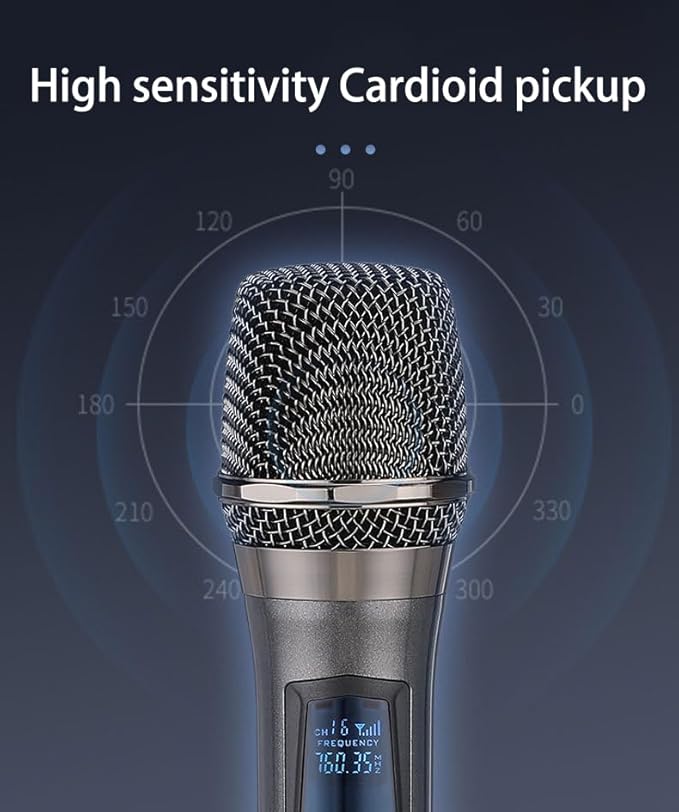 Wireless Microphone, Rechargeable Fixed Frequency Wireless Dual Microphone,Handheld Dynamic mic,Karaoke Singing, Weddings DJ,Party, Church, Classroom use, 200 feet, Gray.(2 Versions Randomly Shipped)