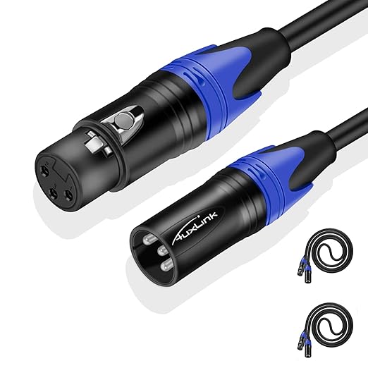 XLR Cables 10ft 2 Pack, Microphone Cables, XLR Microphone Cables Male to Female Balanced DMX Cable Suitable for Microphones, Speaker Systems, Radio Station, Stage Lighting and More-10 Feet