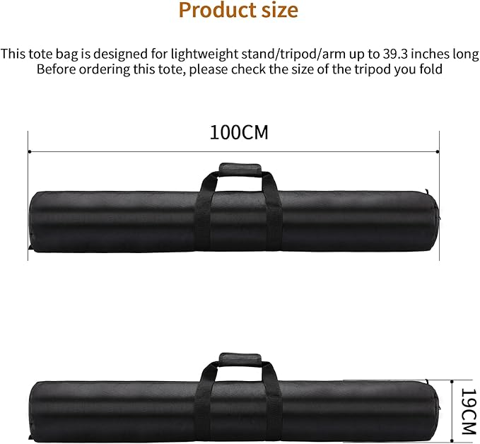 39in/100cm Tripod Carrying Case, Heavy Duty Nylon Bag with Shoulder Strap, Padded for Light Stand, Tripods, Monopods, Umbrellas, Softboxes, Boom Stand, Speaker Stands, Mic Stands