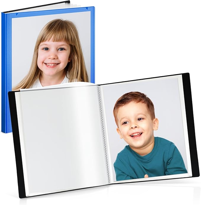 CRANBURY Portfolio Binder for 8x10 Photos (Blue), Poly Plastic 8 x 10 Art Presentation Book with Clear Plastic Sleeves, 24 Pages Hold 48 Pictures, 10x8 Photo Book with Customizable Front Pocket