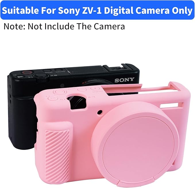 Camera Case for Sony ZV-1, ZV1 Camera Cover Silicone Camera Sleeve Body Skin Protective Case with Removable Lens Cap for Sony ZV 1 Digital Camera, Pink