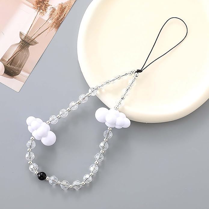 Beaded Phone Charm Lanyard Strap Girly Style Fixed Beads Pearl Lanyards