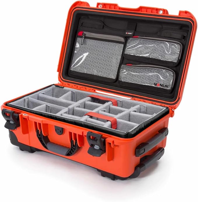 Nanuk 935 Pro Photo Kit – Waterproof Travel Camera Hard Case with Padded Dividers and Wheels, 22” x 14” x 9” - Dustproof and Impact Resistant, Airline Carry-On Approved – Orange
