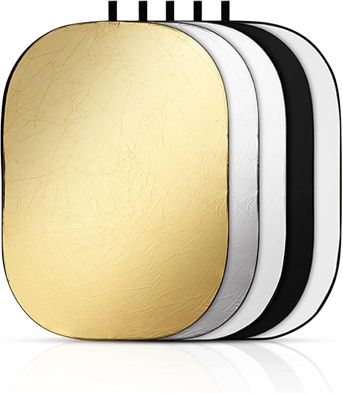 Godox 35"x47"/90x120cm Collapsible Photography Light Reflector, 5-in-1 Oval Multi Disc Diffuser with Carrying Bag - Gold, Silver, Black, White, Translucent for Video Studio Outdoor Lighting