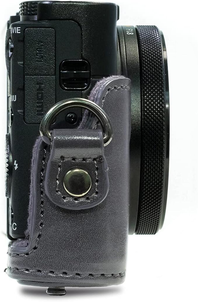 MegaGear MG680 Ever Ready Leather Camera Case compatible with Sony Cyber-shot DSC-RX100 VI, DSC-RX100 V, DSC-RX100 IV, DSC-RX100 III - Gray