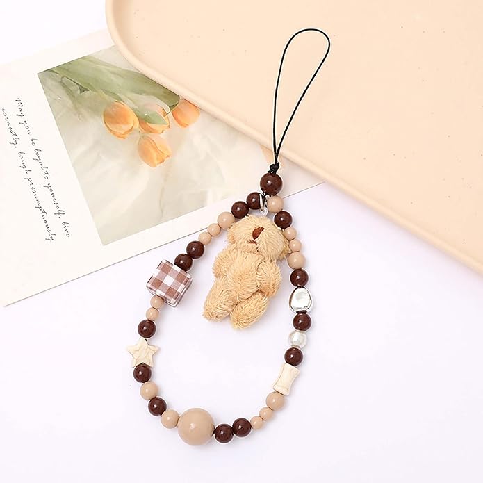 Beaded Phone Charm Lanyard Strap Girly Style Fixed Beads Pearl Lanyards