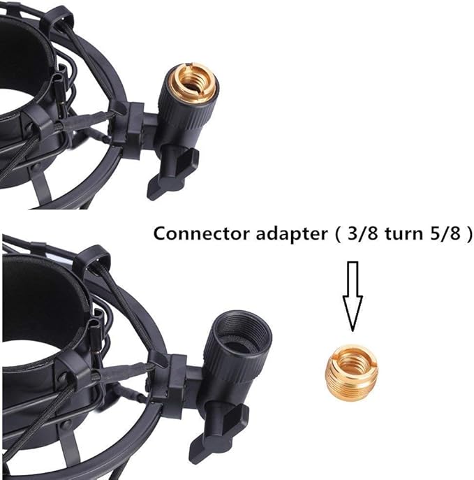Microphone Shock Mount with Pop Filter, Mic Anti-Vibration Suspension Shock Mount Holder Clip for Diameter 46mm-51mm Microphone