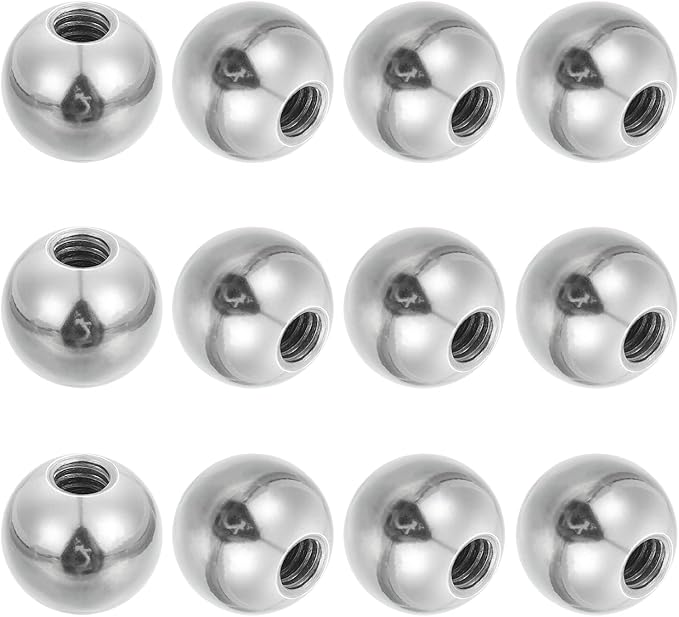 PATIKIL 12Pcs 17.4mm Ball Nuts Knob, 1/4"-20 UNC Female Threaded Steel Swivel Ball Joint Adapter Converter for Super Clamp Camera Hot Shoe Mount Light Tripod Phone Holder, Silver