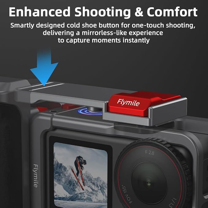 BRDRC Grip Kit for DJI Action 5 Pro 4 3 (with Cage), Handle Holder Bundle Expansion Mount with Shutter Button, Quick Release, Cold Shoe for DJI Osmo Action 5 Pro 4 3 Accessories