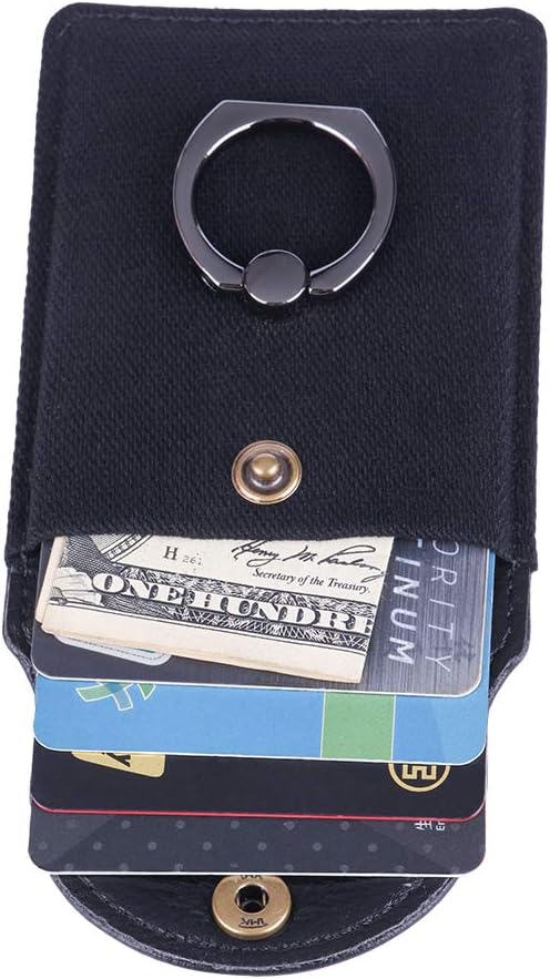Credit Card Holder for Back of Phone with Ring Stand Stick on Phone Wallet,Ultra-Slim Self Adhesive,RFID Blocking Ring Pocket Wallet(Finger Ring)