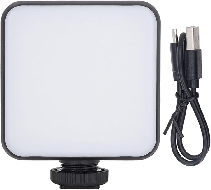 LED Video Light, Portable Camera Lights, 64 LED Beads for Photography Lighting, Rechargeable Camera Light with 3 Cold Shoe Mounts 1/4 Inch Screw Hole for Video Recording