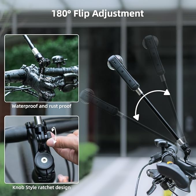 SUREWO Aluminum Motorcycle Bike Handlebar Mount for Insta360 X5,Bike Handlebar Selfie Stick Mount with Adjustable Aluminium Alloy Rod for Insta360 X5 X4 X3 X2 X,DJI Action 5Pro/4/3,GoPro