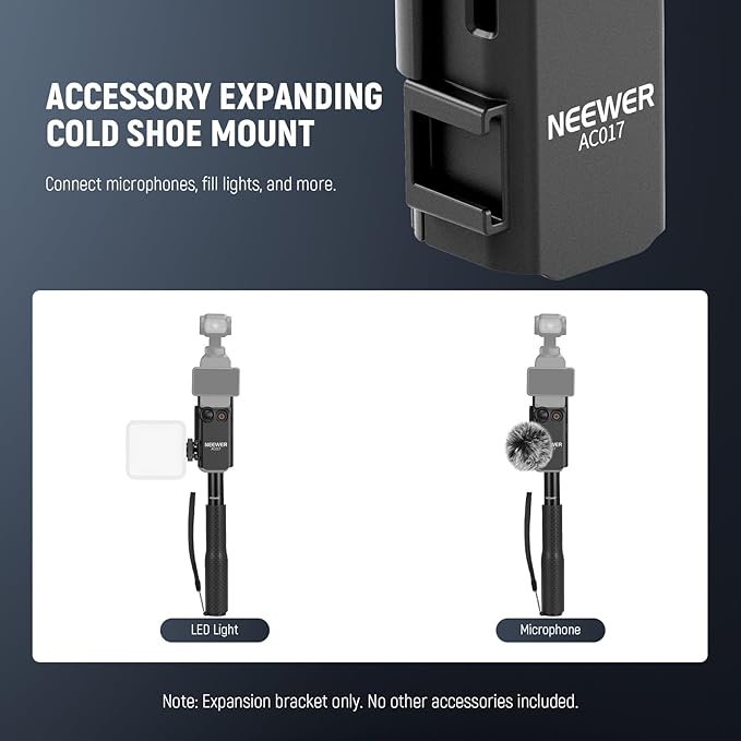 NEEWER Basics Pocket 3 Extension Adapter & Selfie Stick for Tripod Compatible with DJI Osmo Pocket 3, Expansion Cage Frame Mount Kit, Gimbal Camera Vlogging Video Recording, GP-59