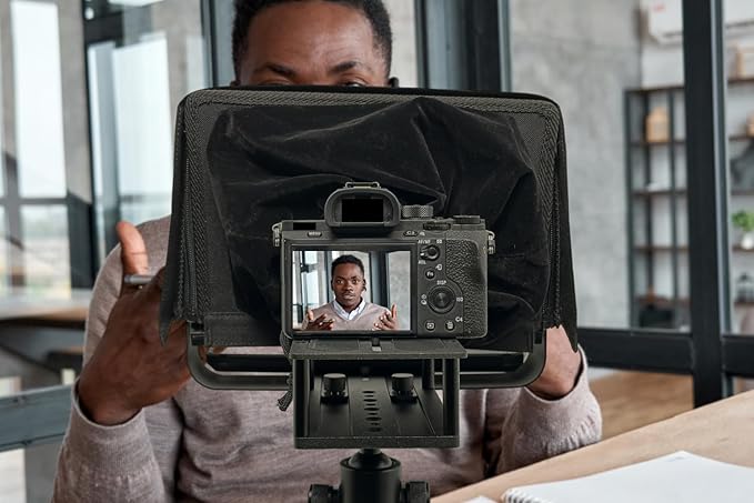Glide Gear TMP 100 Teleprompter – DSLR, Tablet, Smartphone – 12" Glass, Carry Case, No Assembly