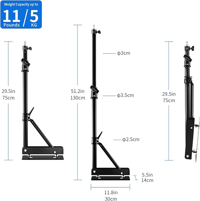Selens Wall Mount Boom Arm with Triangle Base, Max Length 51inches/130cm Adjustable Camera Mount Up to 4.26ft for Photography Studio Video Strobe Flash, Ring Light, Softbox, Umbrella Reflector etc.