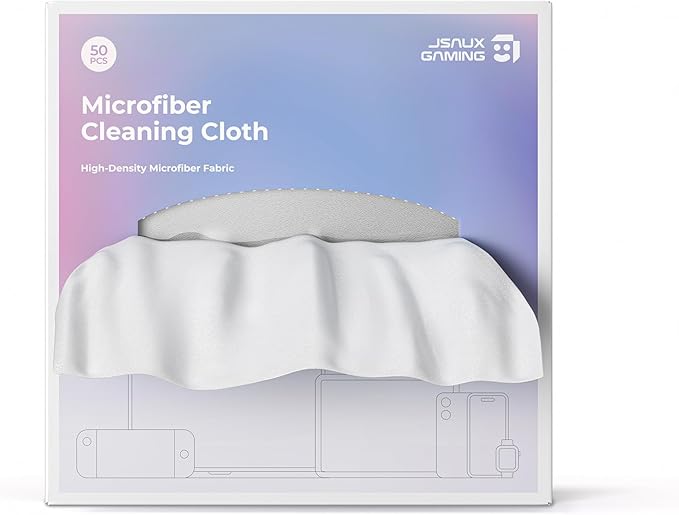 JSAUX 50 Pack Disposable Microfiber Cleaning Cloths (6 x 6 in), Eyeglass Cleaning Cloth, Eye Glass Cleaner Cloth – Safe for Glasses, Camera Lens, Screens, iPad, Phone, Steam Deck, TV Screen and More