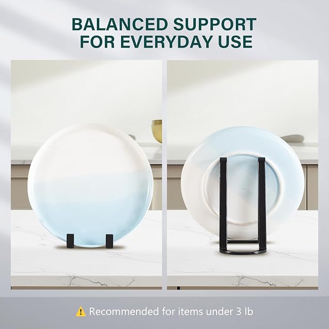 Artliving Plate Stands for Display - Plastic Easel Stand Plate Holder Display Stand Picture Frame Stand for Pictures | Photo|Decorative Plate |Dish | Tabletop Art - 6 inch-Black
