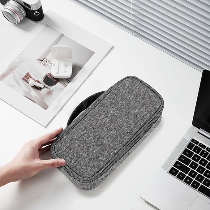 Teskyer Tech Organizer Pouch – Portable Waterproof Electronics Bag with Compartments for Cables, Chargers, Earbuds & Phone (Dark Grey)