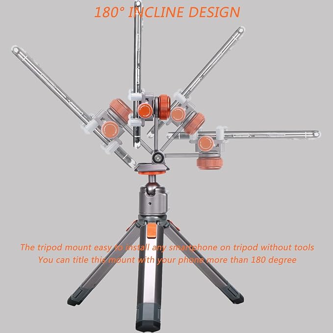 Metal Cell Phone Tripod Mount, Smartphone Tripod Mount Adapter with Cold Shoe, Cell Phone Stand Holder Clamp for iPhone 6 7 Plus 11 12 13 Pro Samsung Google