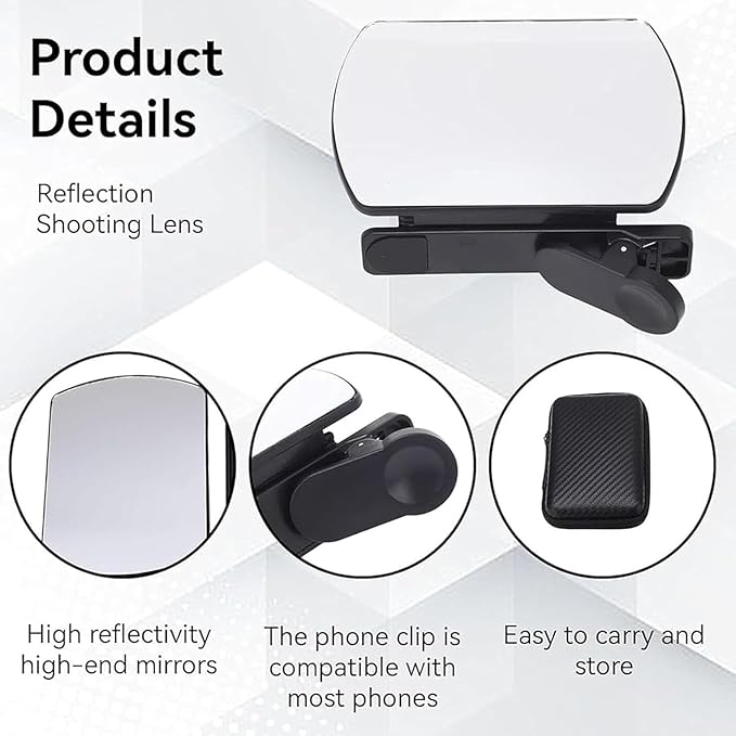 Mirror Reflection Clip Kit For iPhone,Smart Phone Camera Mirror Reflection Clip Kit With Mirror Effect Lens,No Edit Needed Creates Stunning Reflections Instantly,Perfect For travel Outdoor Photography