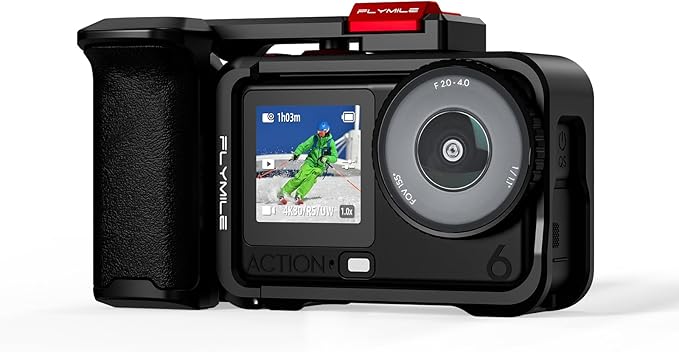 BRDRC Grip Kit for DJI Action 6 (with Cage), Handle Holder Bundle Expansion Mount with Shutter Button, Quick Release, Cold Shoe for DJI Osmo Action 6 Accessories