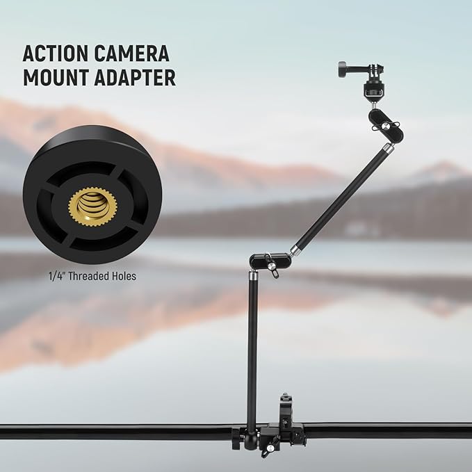 NEEWER 30" Articulating Magic Arm with Super Clamp/Action Cam Mount/Phone Holder, Overhead Camera Desk Mount Mic Boom Stand, Compatible with GoPro iPhone DSLR Webcam Microphone Video Recording, UA056