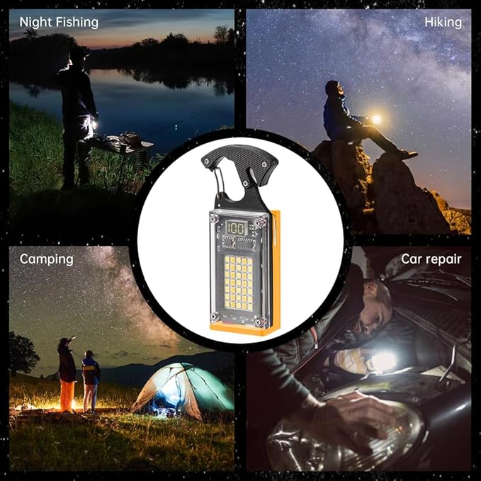 BY-J COB Keychain Work Light, Keychain Light Flashlight, Multi-Function Mini Work Light, 1000 Lumens Rechargeable, 8 Lighting Modes, Fire Starter, Seat Belt Cutter, Screwdriver, Yellow