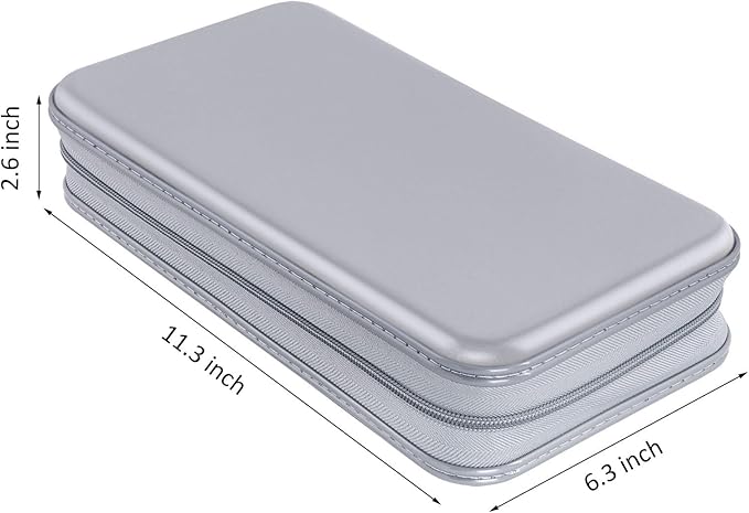 CD Case, Siveit DVD Case Holder 96 Capacity Hard Plastic CD DVD Disc Cases Storage Binder Wallet for Car Home Office Travel (Grey)