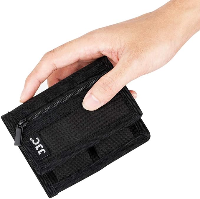 Camera Battery Pouch Holder Case for 2 PCS Sony NP-F550 NP-FW50 NP-FZ100 NP-BX1 Canon LP-E6 LP-E8 LP-E10 LP-E12 LP-E17 Fuji NP-W126 Nikon EN-EL14 EN-EL15 with Zipped Pocket to Store SD TF XQD CF Cards