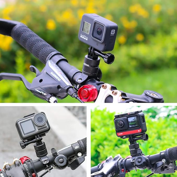 SUREWO Bike Mount for Action Cameras, Aluminum Handlebar Mount Compatible with GoPro Hero 13/12/11/10/9/8/7/6/5 Black, GoPro Max, DJI Osmo Action 5/4/3/2, Crosstour and More