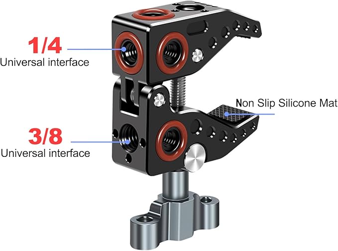 Super Clamp Mount for Camera Gripper Monitor 360° Ball Head Magic Arm Dual Ball Head Adapter with 1/4 and 3/8 Threads for Canon Nikon DSLR/Gopro/LED Light/Ronin-M/Ronin MX/Freefly MOVI-A025
