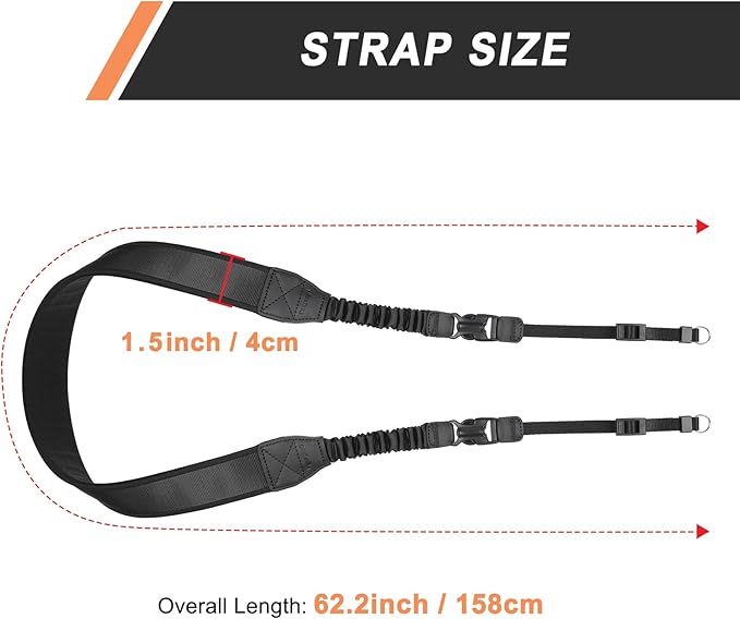 Vigorport Soft Padded Stretchable Camera Neck Strap for DSLR, SLR, Mirrorless Cameras - Compatible with Canon, Nikon, Sony