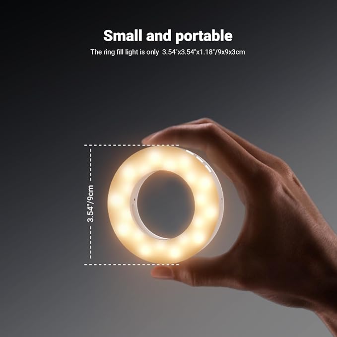 NEEWER Entry Level Version 3.74" Phone Selfie Ring Light Compatible with iPhone, 1W CRI80 60 LED Clip on Portable Rechargeable Fill Lighting for Vlog Recording Laptop Webcam Video Conference, N28